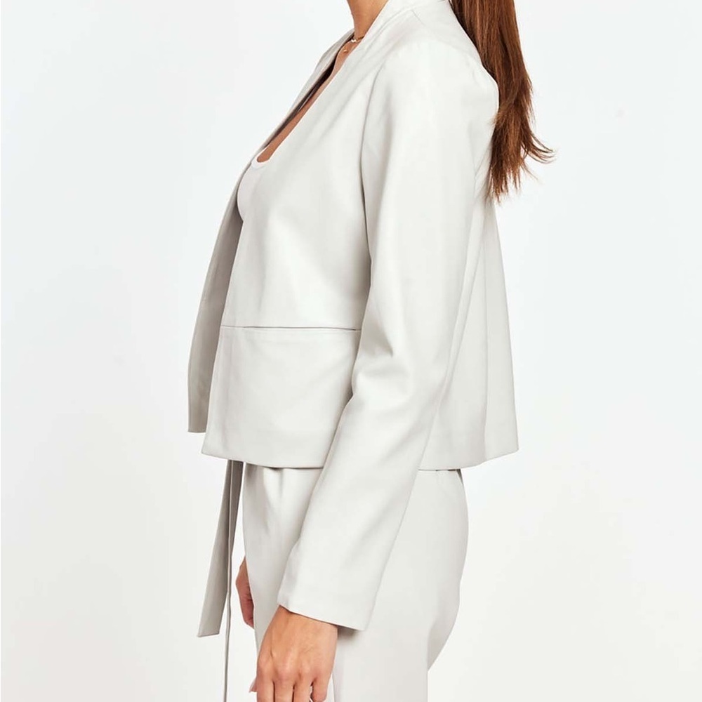Dolce Cabo light Gray Faux Leather Blazer - Picture 3 of 10